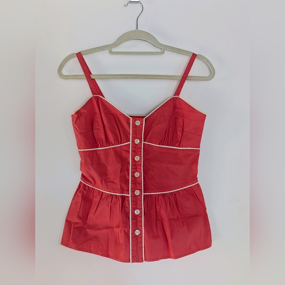 Anthropologie Viola Coral Peplum Cami Top – Size 2 🍓